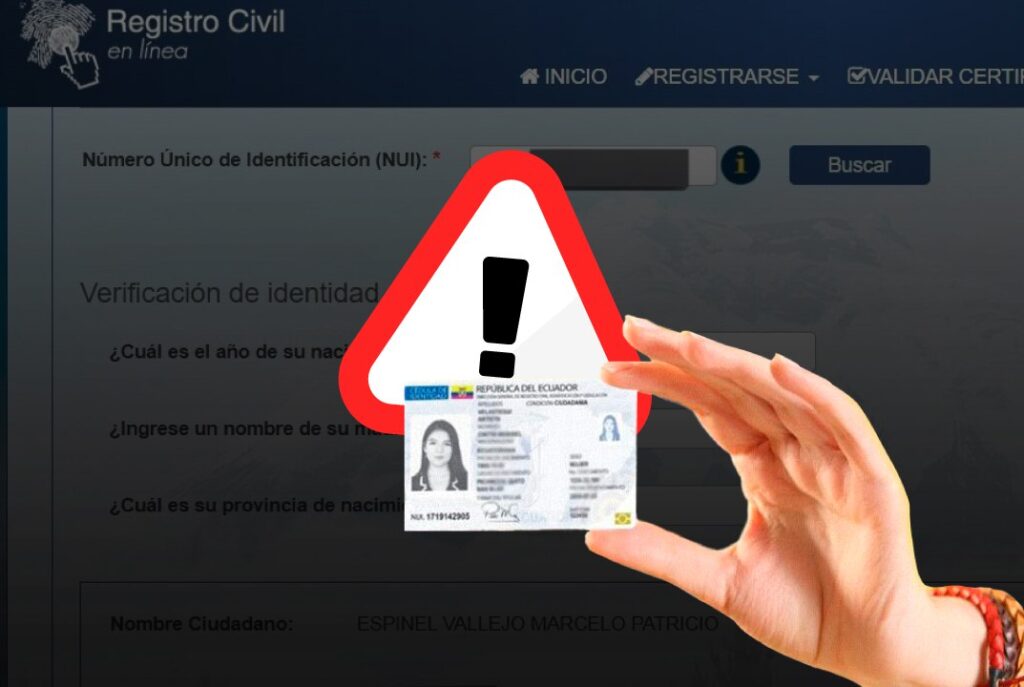 Riesgo de datos en la página del Registro civil